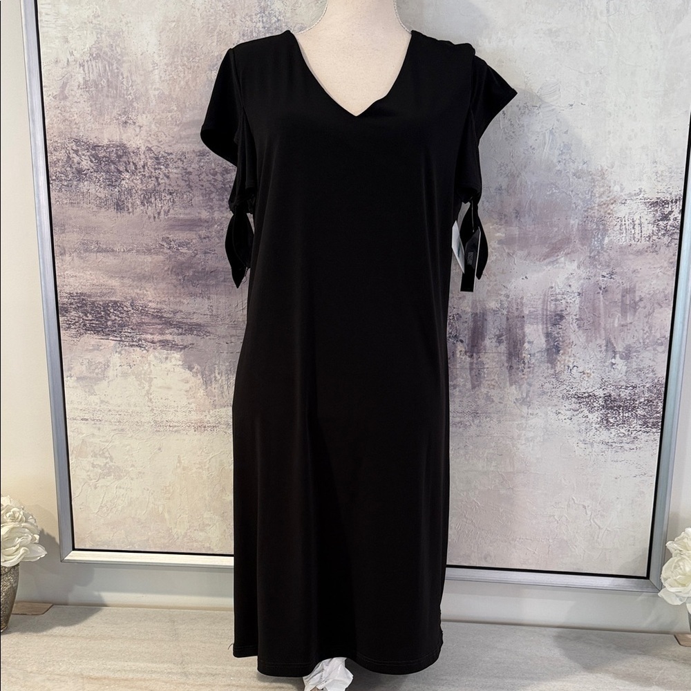 Ciara sun woo Elegant Black Tie Cap Sleeve Dress size Large
